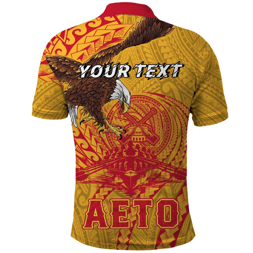 Personalized American Samoa Fautasi Race Polo Shirt Aeto Pago Pago with Eagle Samoan Tribal Patterns LT03
