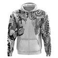 Japanese Irezumi and Hawaiian Polynesian Art Tattoo Zip Hoodie White Color LT03