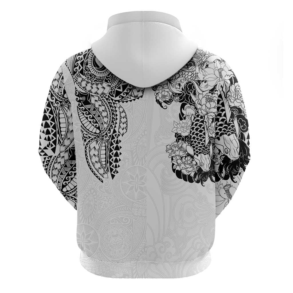 Japanese Irezumi and Hawaiian Polynesian Art Tattoo Zip Hoodie White Color LT03