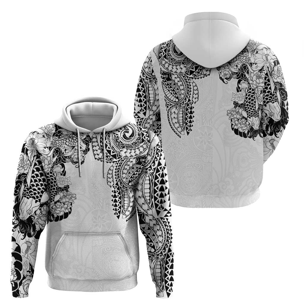 Japanese Irezumi and Hawaiian Polynesian Art Tattoo Zip Hoodie White Color LT03