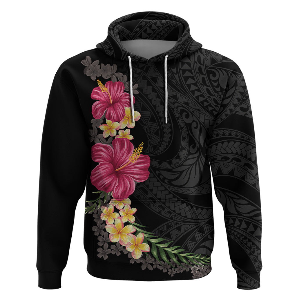 Hawaiian Plumeria and Hibiscus Zip Hoodie Colorful Style LT03
