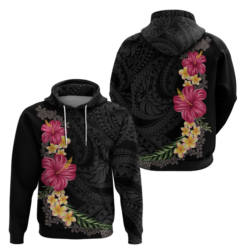 Hawaiian Plumeria and Hibiscus Zip Hoodie Colorful Style LT03