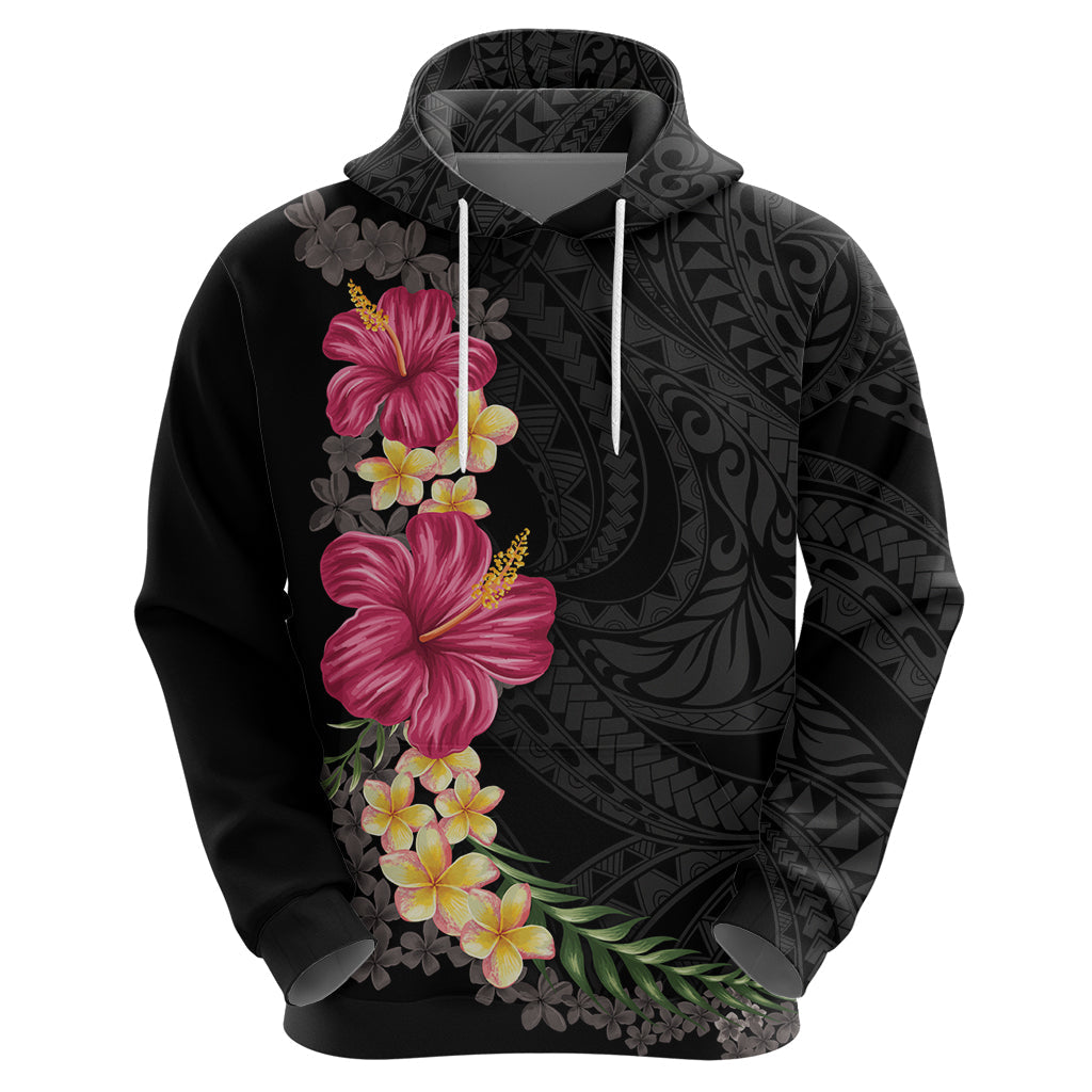 Hawaiian Plumeria and Hibiscus Zip Hoodie Colorful Style LT03