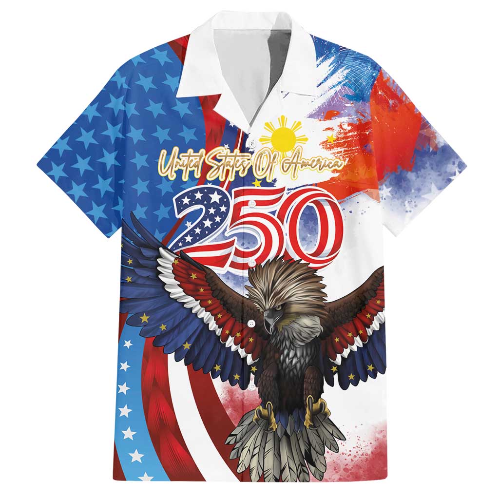 Philippines and United States Semiquincentennial Hawaiian Shirt Eagle and National Flag Style LT03
