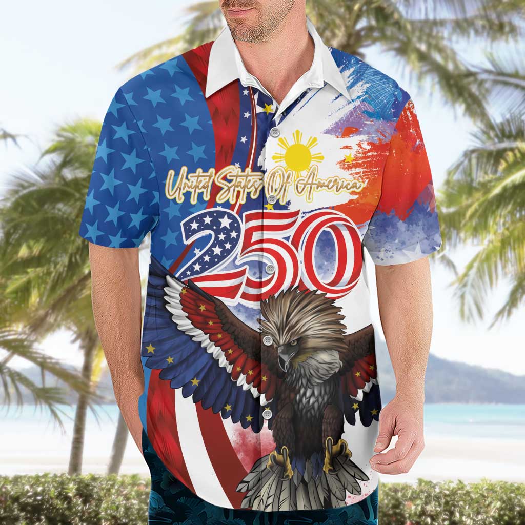 Philippines and United States Semiquincentennial Hawaiian Shirt Eagle and National Flag Style LT03
