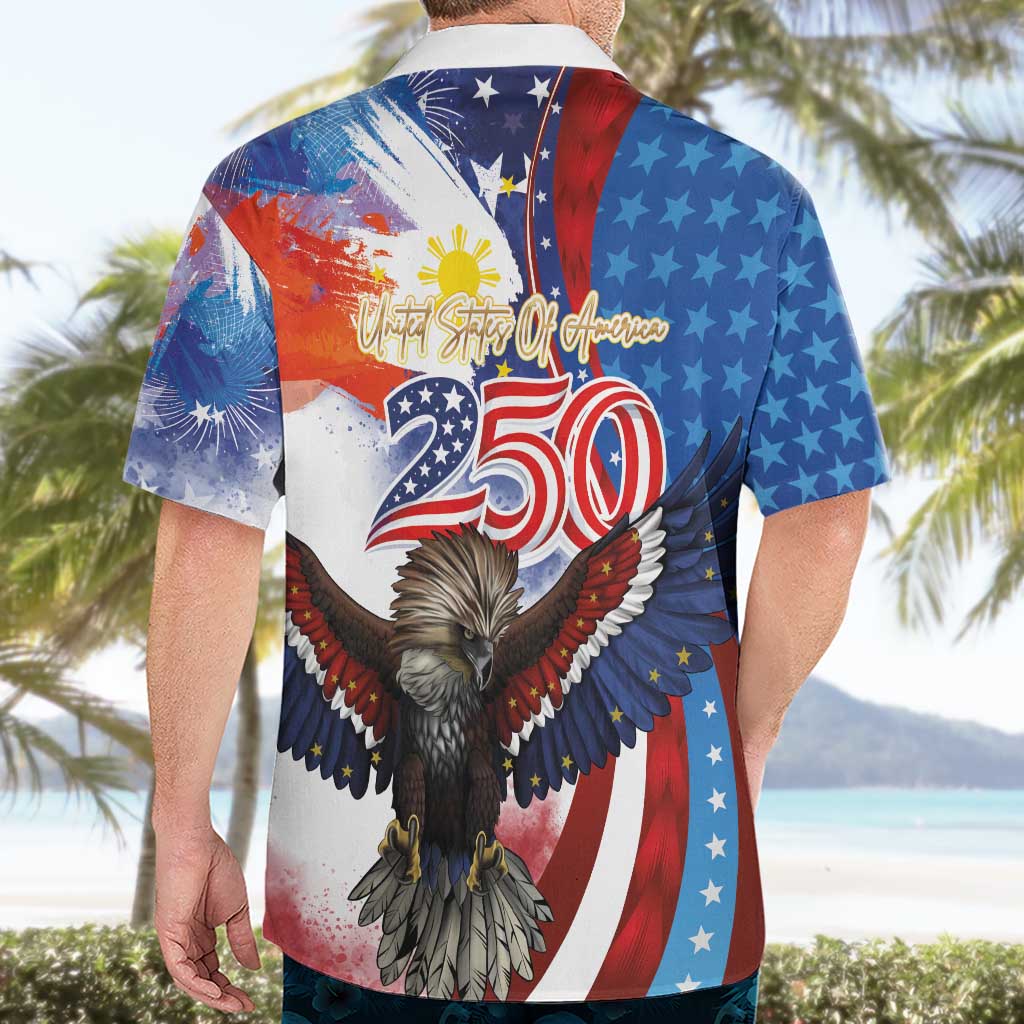 Philippines and United States Semiquincentennial Hawaiian Shirt Eagle and National Flag Style LT03