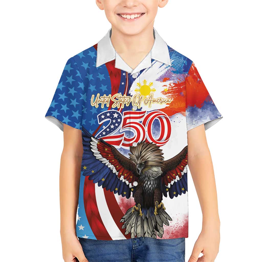 Philippines and United States Semiquincentennial Hawaiian Shirt Eagle and National Flag Style LT03