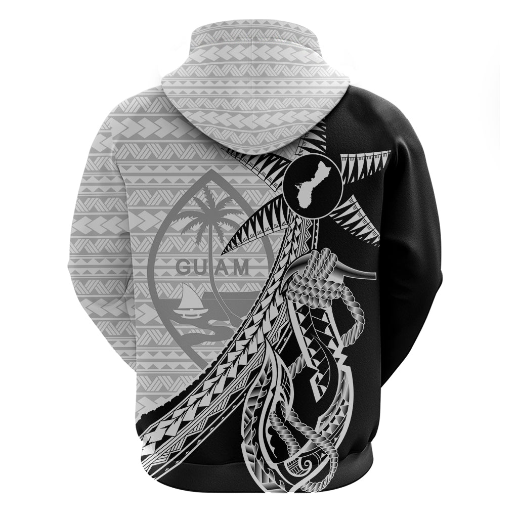Guam Fish Hook and Palm Tree Zip Hoodie Polynesian Pattern Half Style LT03