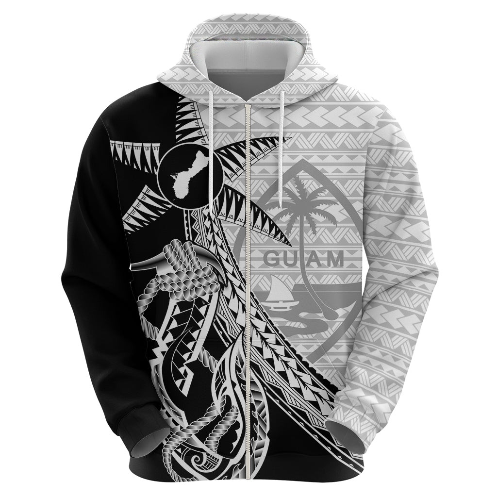 Guam Fish Hook and Palm Tree Zip Hoodie Polynesian Pattern Half Style LT03
