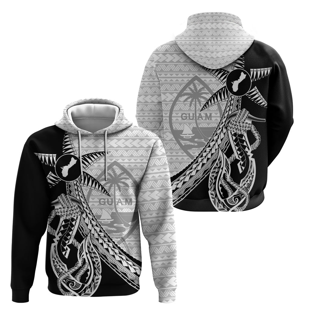 Guam Fish Hook and Palm Tree Zip Hoodie Polynesian Pattern Half Style LT03
