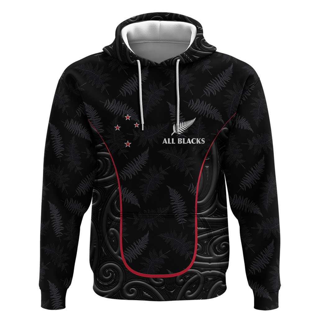 Custom New Zealand Rugby Zip Hoodie Maori All Black Championship 2024 and Silver Fern LT03