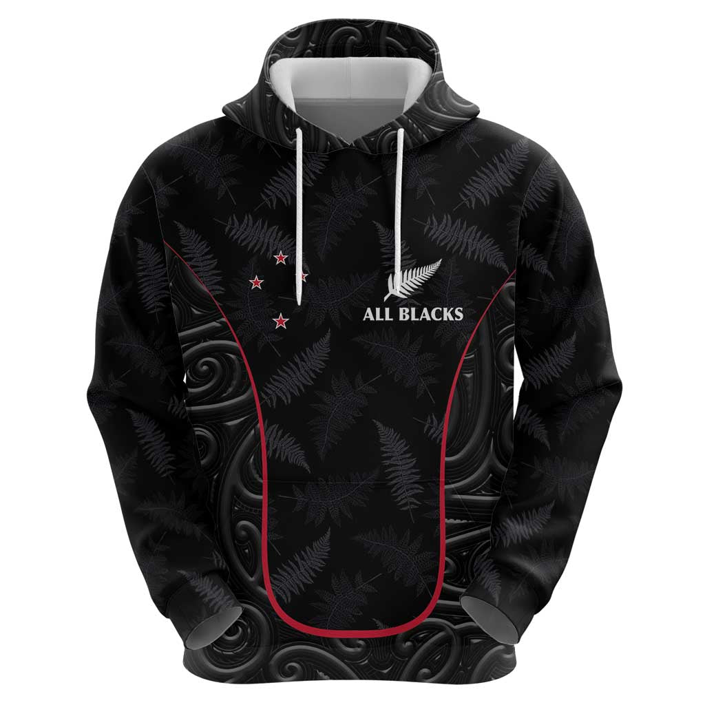 Custom New Zealand Rugby Zip Hoodie Maori All Black Championship 2024 and Silver Fern LT03