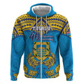 Personalised Tuvalu Independence Day Zip Hoodie Coat Of Arms With Polynesian Dolphin Tattoo LT05