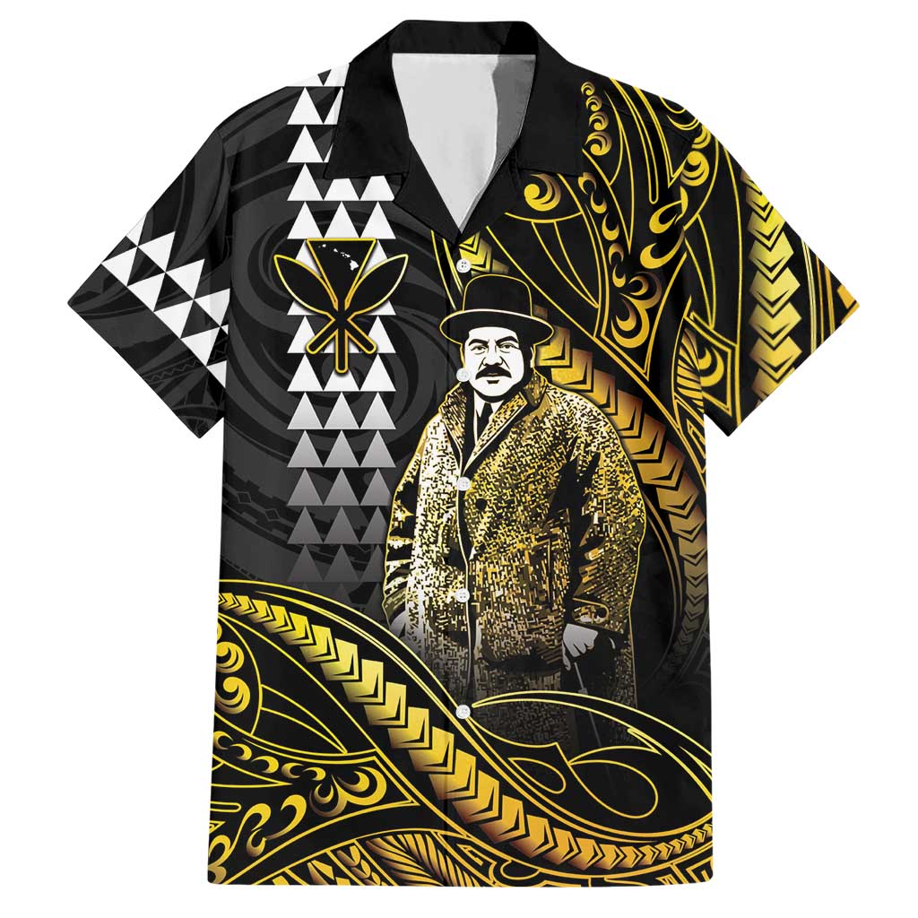 Hawaii Kuhio The Citizen Prince Hawaiian Shirt Gold Polynesian Tribal Tattoo LT05