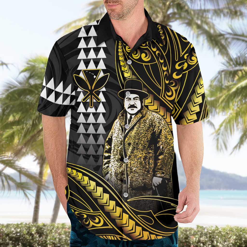 Hawaii Kuhio The Citizen Prince Hawaiian Shirt Gold Polynesian Tribal Tattoo LT05
