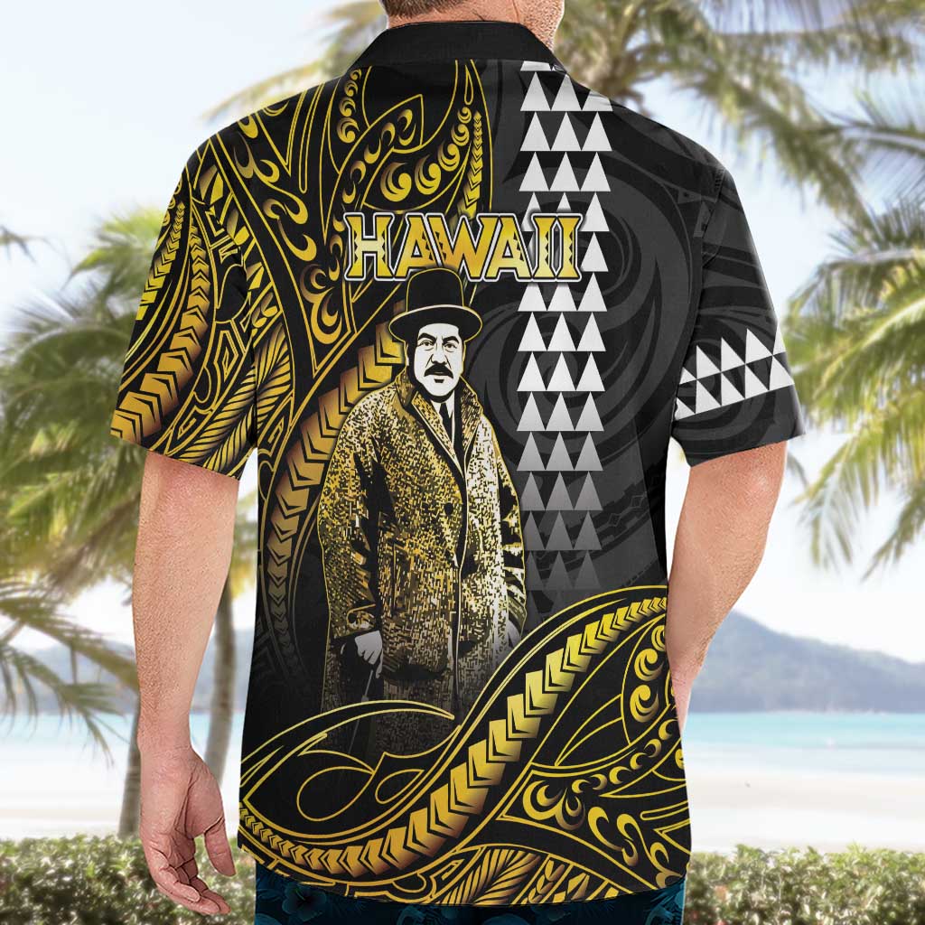 Hawaii Kuhio The Citizen Prince Hawaiian Shirt Gold Polynesian Tribal Tattoo LT05