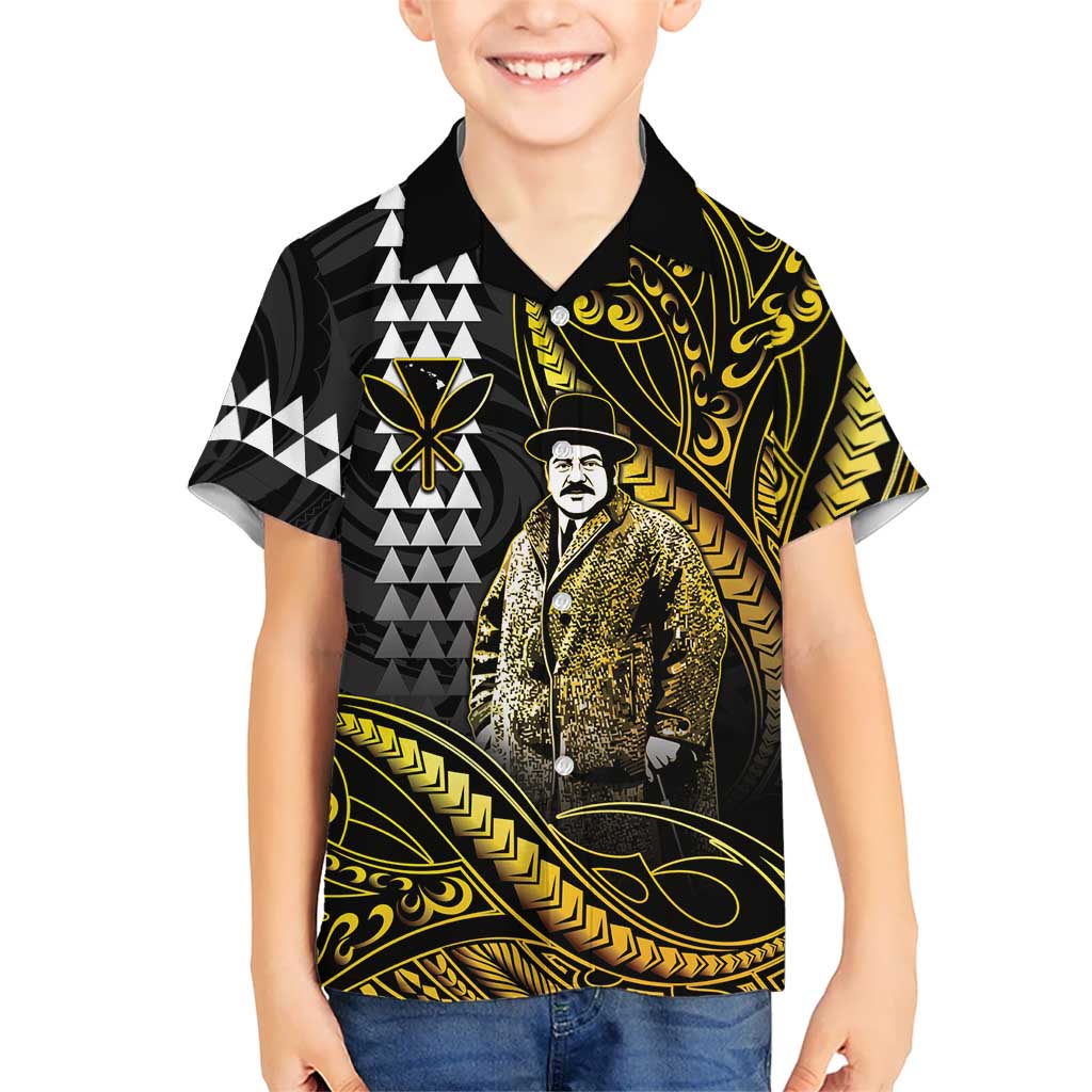 Hawaii Kuhio The Citizen Prince Hawaiian Shirt Gold Polynesian Tribal Tattoo LT05