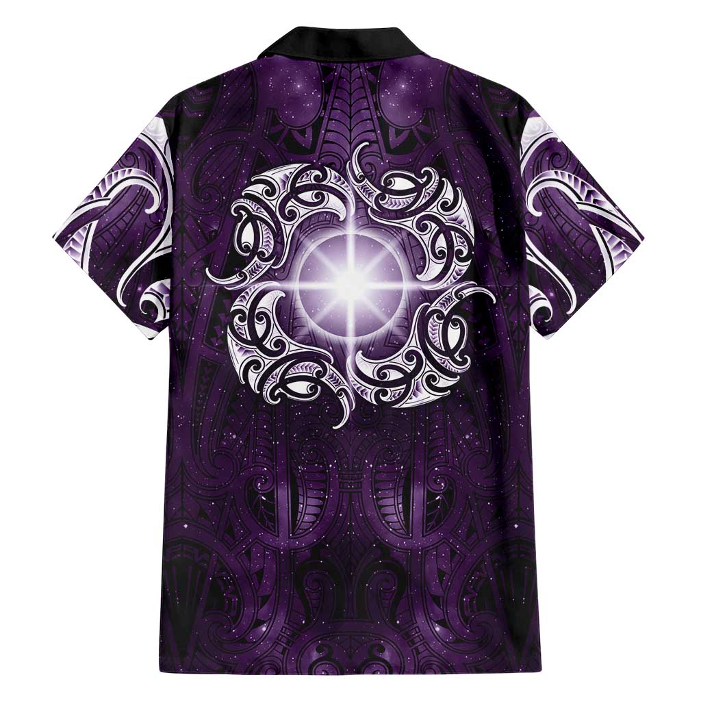 New Zealand Matariki Waipunarangi Hawaiian Shirt Maori Moko Purple Galaxy LT05