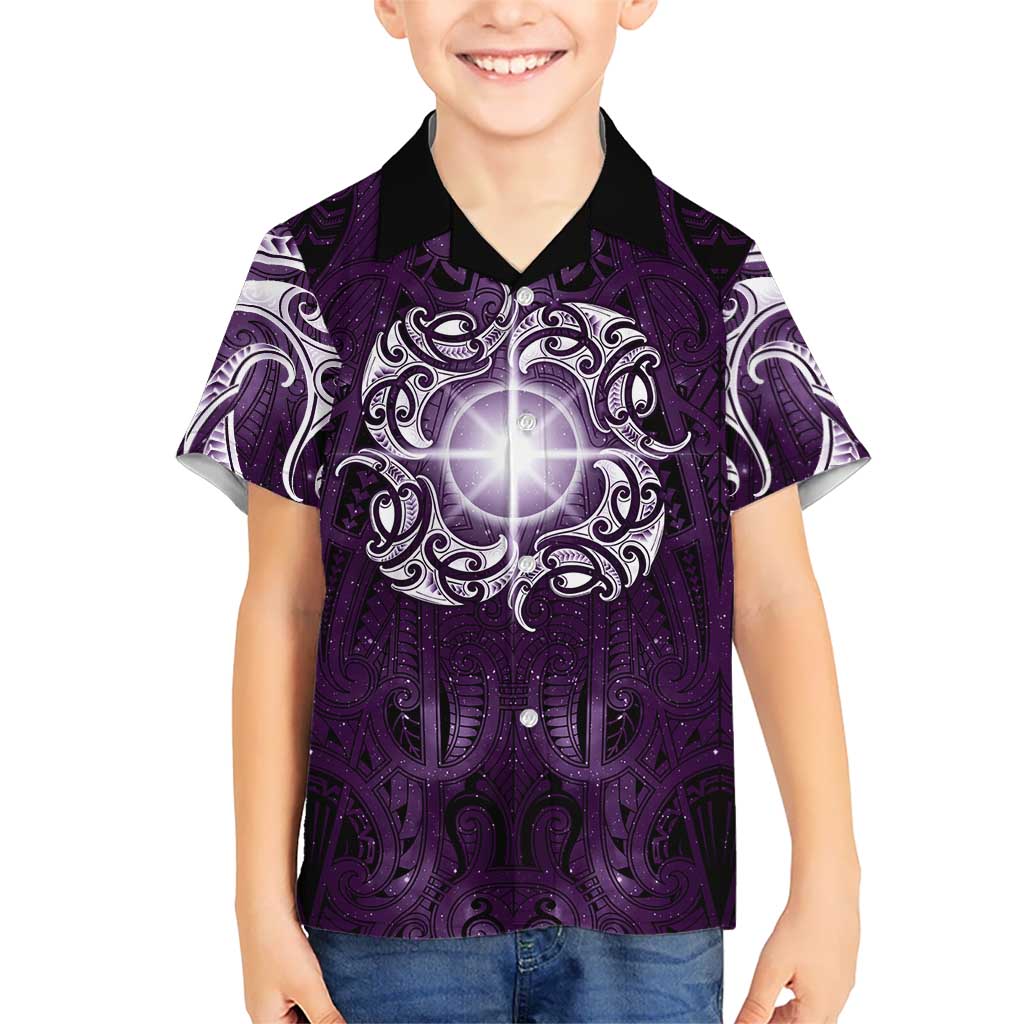New Zealand Matariki Waipunarangi Hawaiian Shirt Maori Moko Purple Galaxy LT05