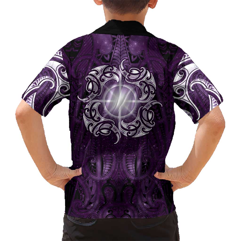 New Zealand Matariki Waipunarangi Hawaiian Shirt Maori Moko Purple Galaxy LT05