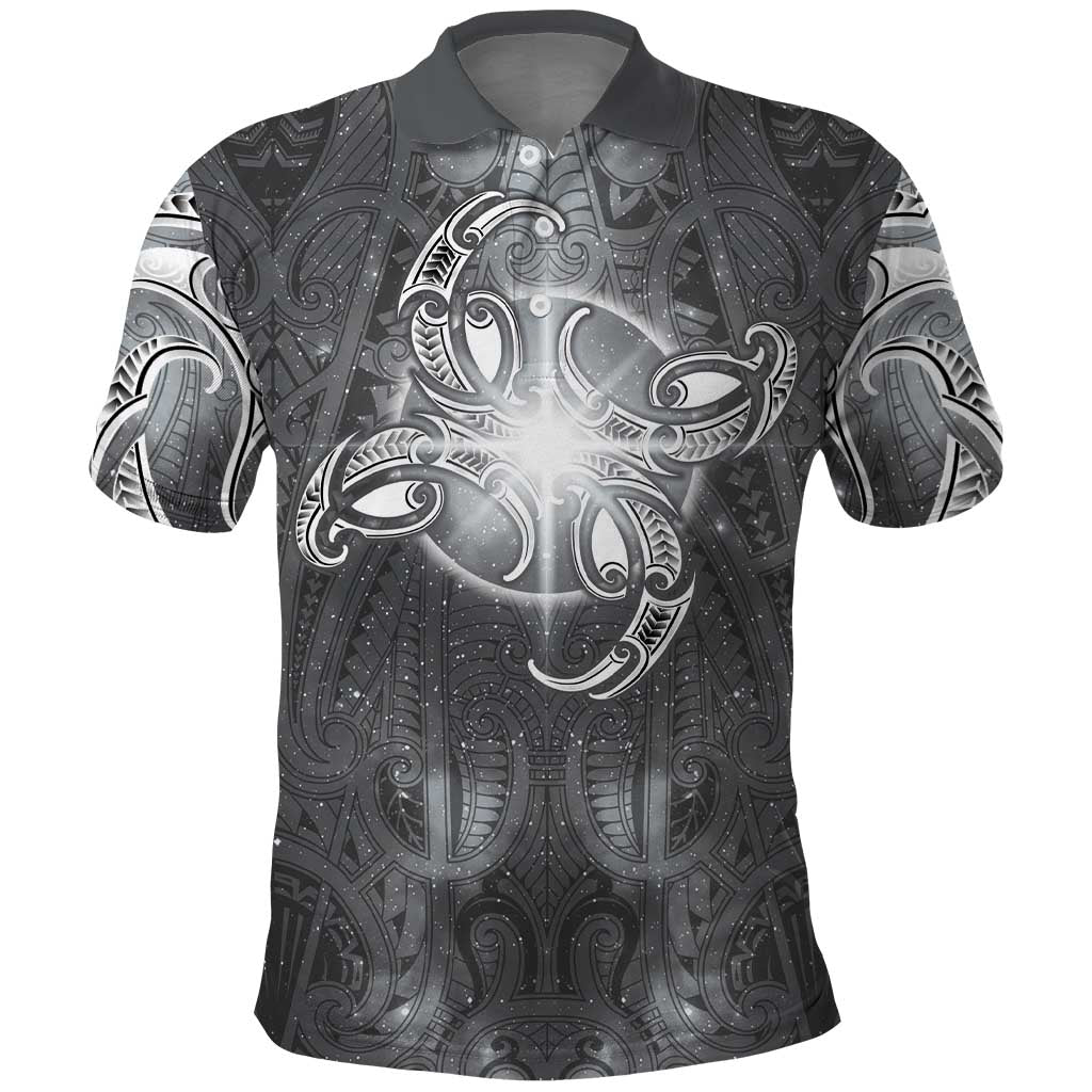 New Zealand Matariki Ururangi Polo Shirt Maori Moko Grey Galaxy LT05