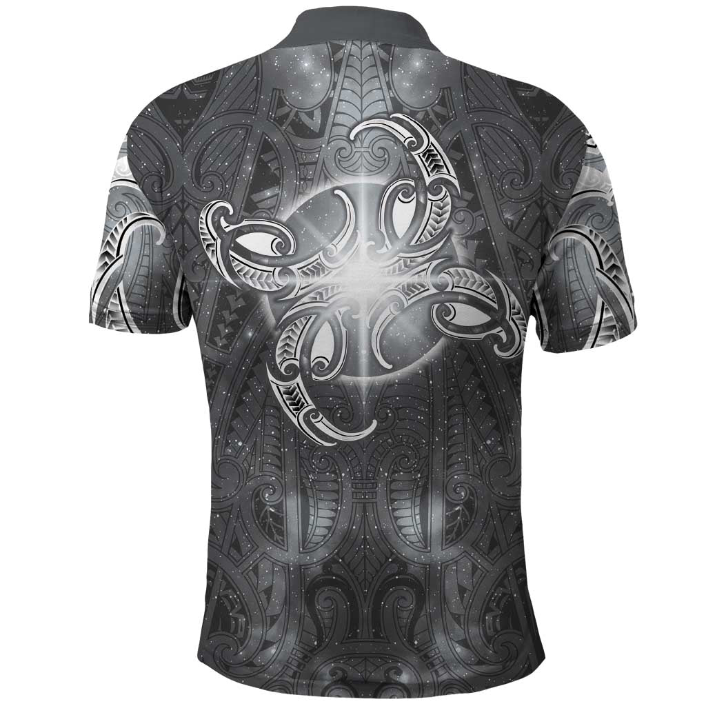 New Zealand Matariki Ururangi Polo Shirt Maori Moko Grey Galaxy LT05