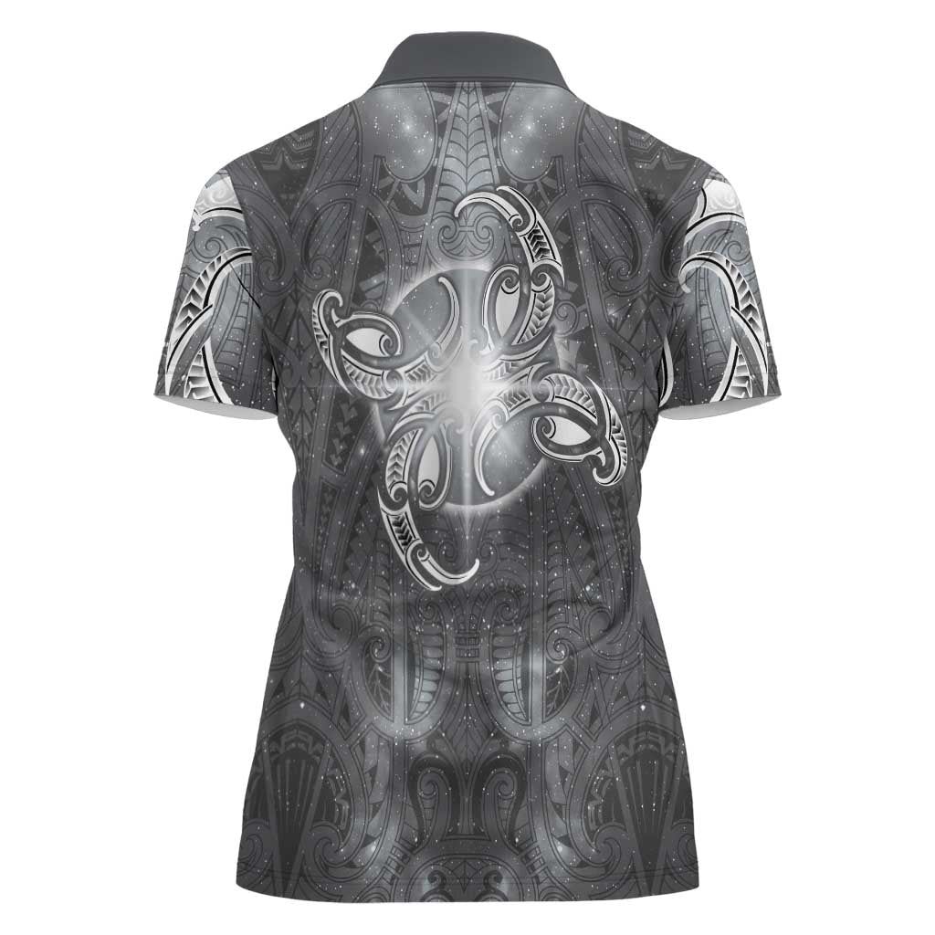 New Zealand Matariki Ururangi Women Polo Shirt Maori Moko Grey Galaxy LT05