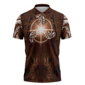 New Zealand Matariki Tupuanuku Zipper Polo Shirt Maori Moko Brown Galaxy LT05