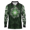 New Zealand Matariki Tupuarangi Long Sleeve Polo Shirt Maori Moko Green Galaxy LT05