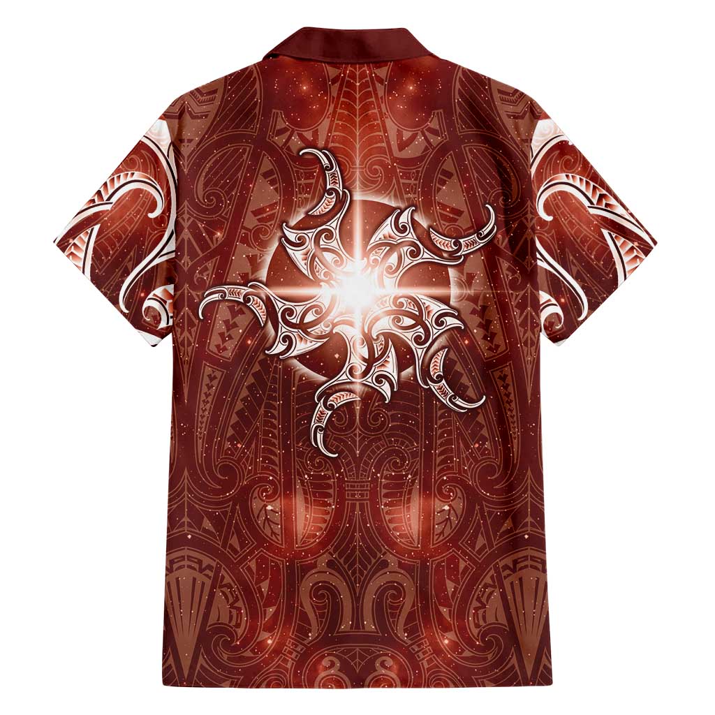 New Zealand Matariki Pohutukawa Hawaiian Shirt Maori Moko Red Galaxy LT05
