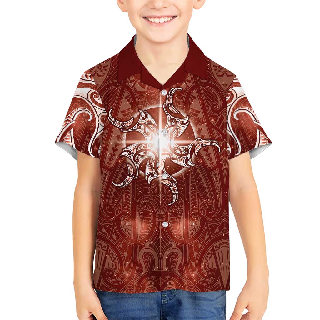 New Zealand Matariki Pohutukawa Hawaiian Shirt Maori Moko Red Galaxy LT05
