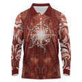 New Zealand Matariki Pohutukawa Long Sleeve Polo Shirt Maori Moko Red Galaxy LT05