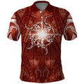 New Zealand Matariki Pohutukawa Polo Shirt Maori Moko Red Galaxy LT05