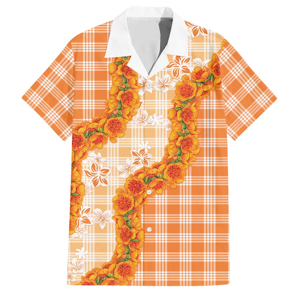 Orange Hawaii Palaka Hawaiian Shirt Hawaiian Ilima Lei LT05