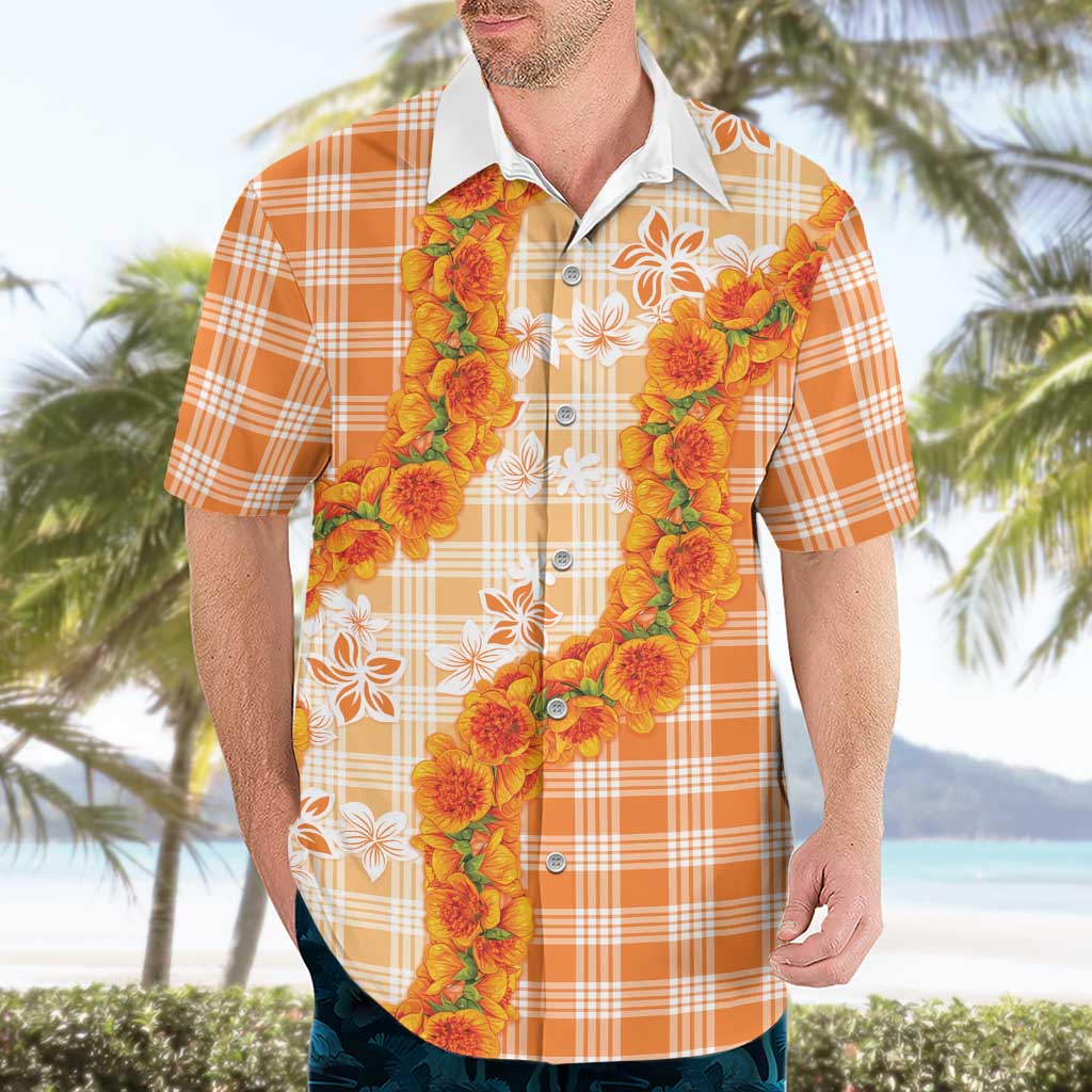 Orange Hawaii Palaka Hawaiian Shirt Hawaiian Ilima Lei LT05