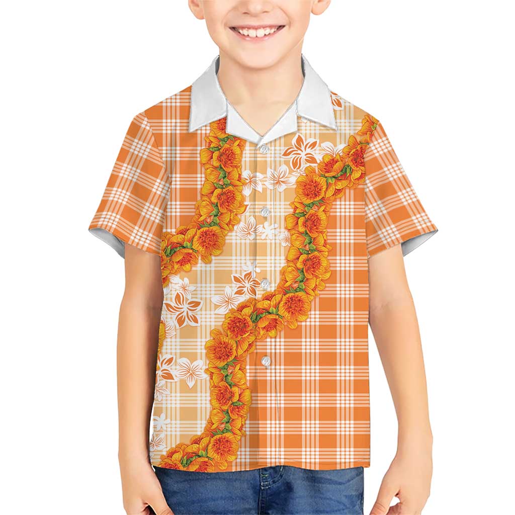 Orange Hawaii Palaka Hawaiian Shirt Hawaiian Ilima Lei LT05
