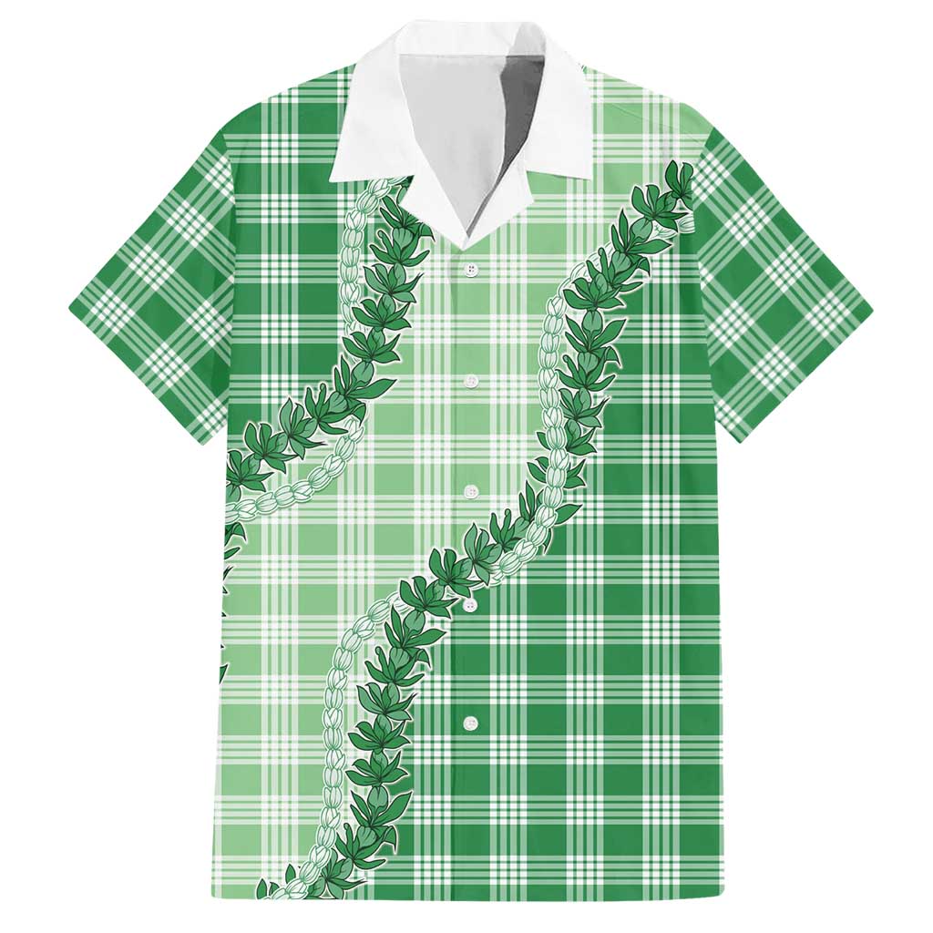 Green Hawaii Palaka Hawaiian Shirt Hawaiian Pikake Lei LT05