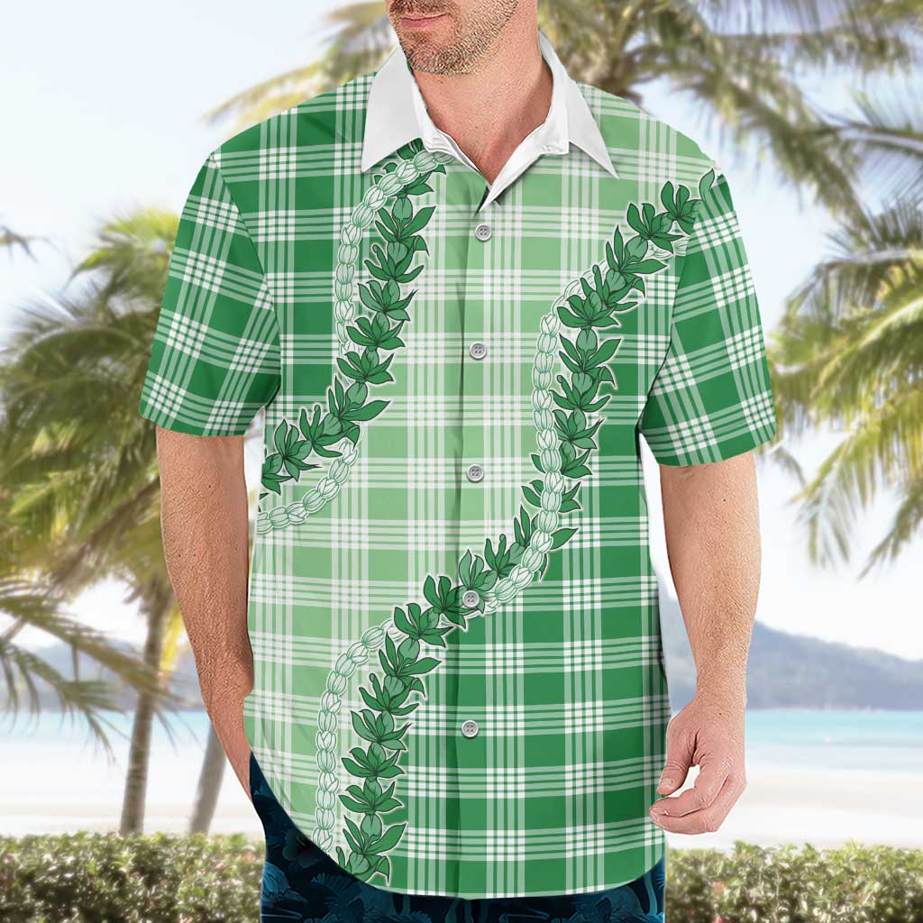 Green Hawaii Palaka Hawaiian Shirt Hawaiian Pikake Lei LT05