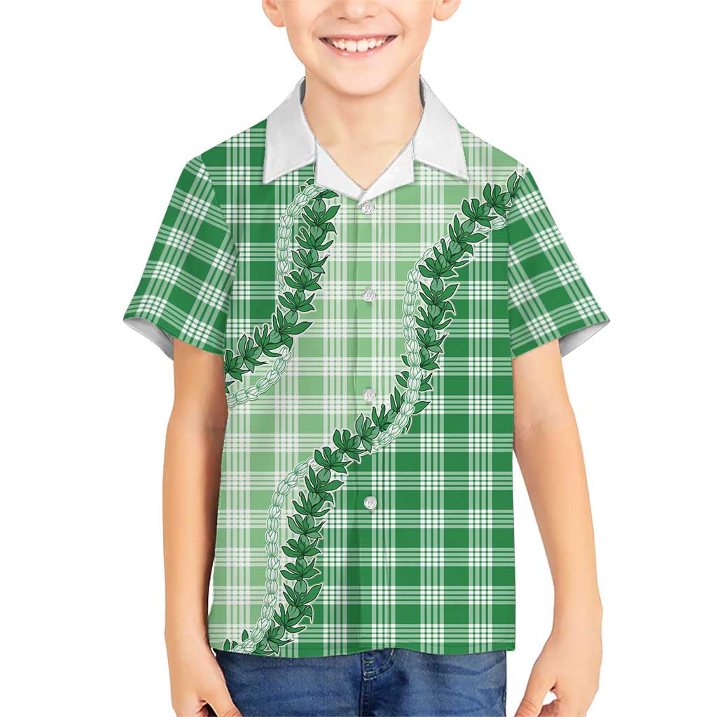 Green Hawaii Palaka Hawaiian Shirt Hawaiian Pikake Lei LT05