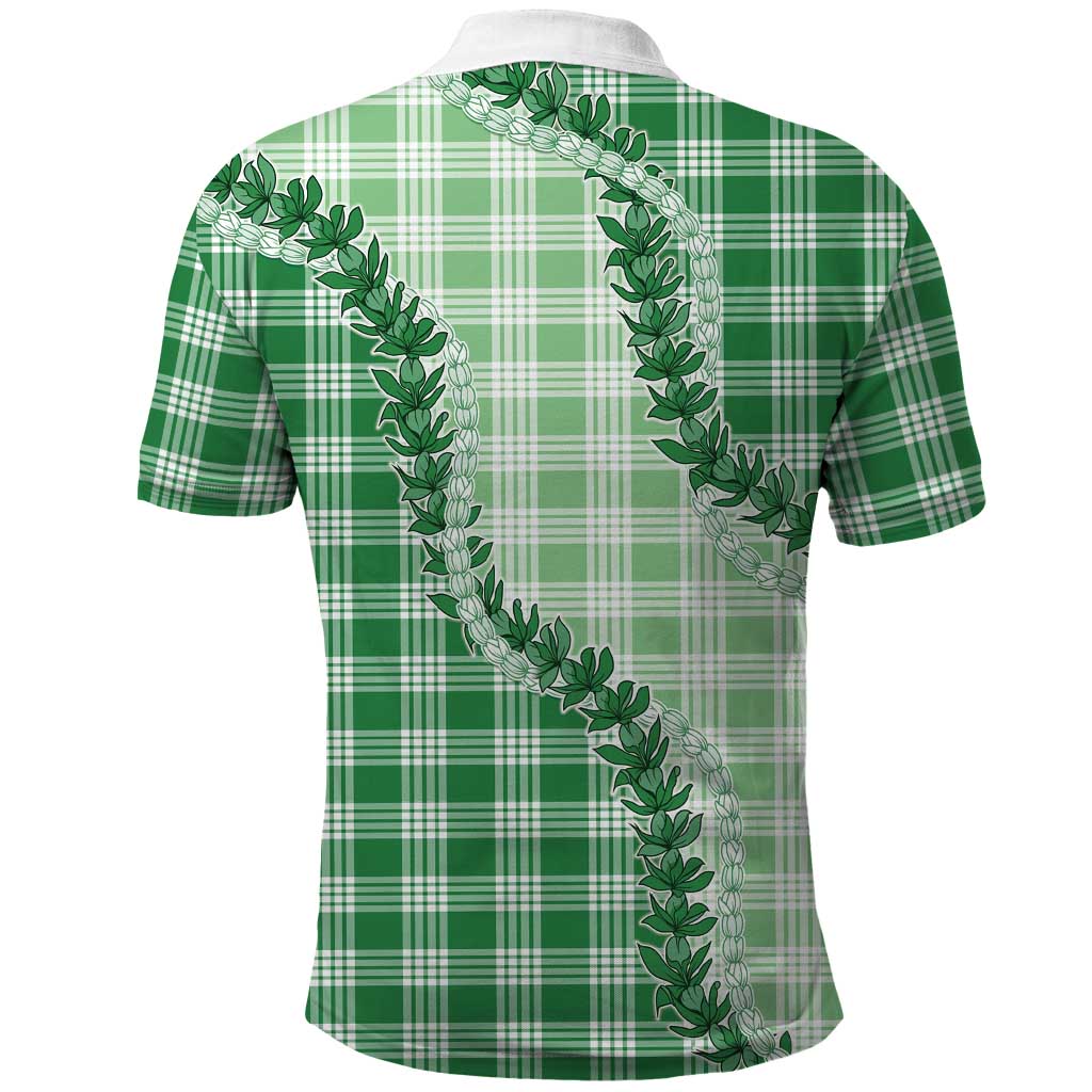 Green Hawaii Palaka Polo Shirt Hawaiian Pikake Lei LT05