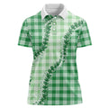 Green Hawaii Palaka Women Polo Shirt Hawaiian Pikake Lei LT05