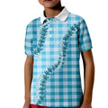 Blue Hawaii Palaka Kid Polo Shirt Hawaiian Pikake Lei LT05