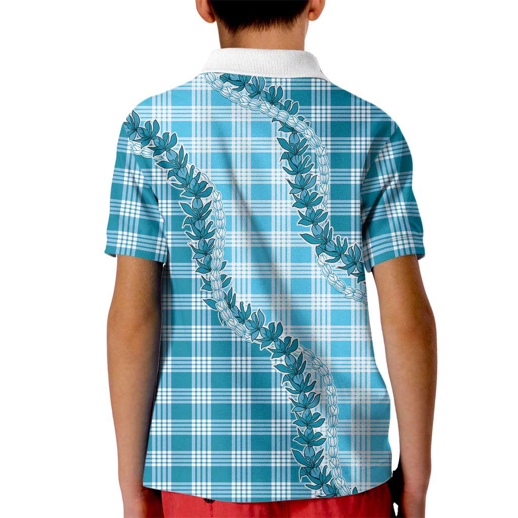 Blue Hawaii Palaka Kid Polo Shirt Hawaiian Pikake Lei LT05
