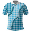 Blue Hawaii Palaka Polo Shirt Hawaiian Pikake Lei LT05