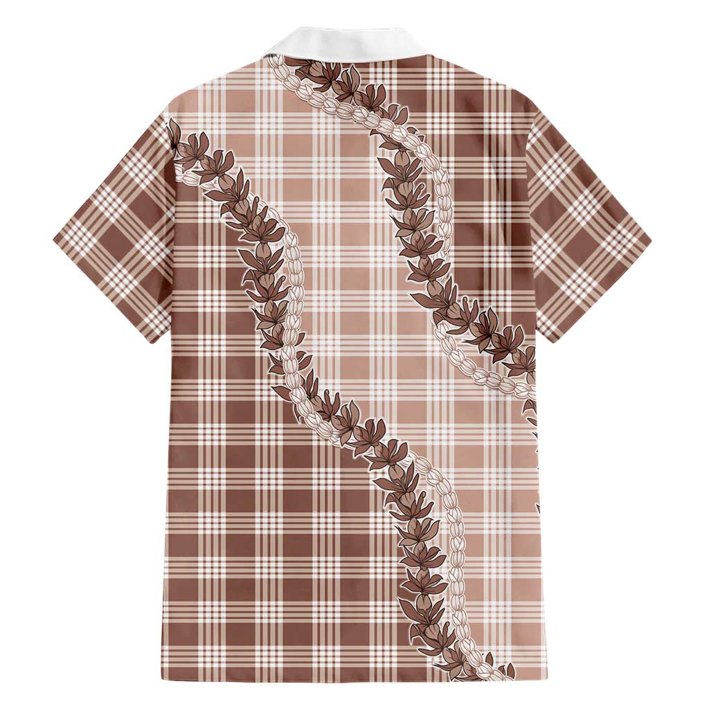 Beige Hawaii Palaka Hawaiian Shirt Hawaiian Pikake Lei LT05