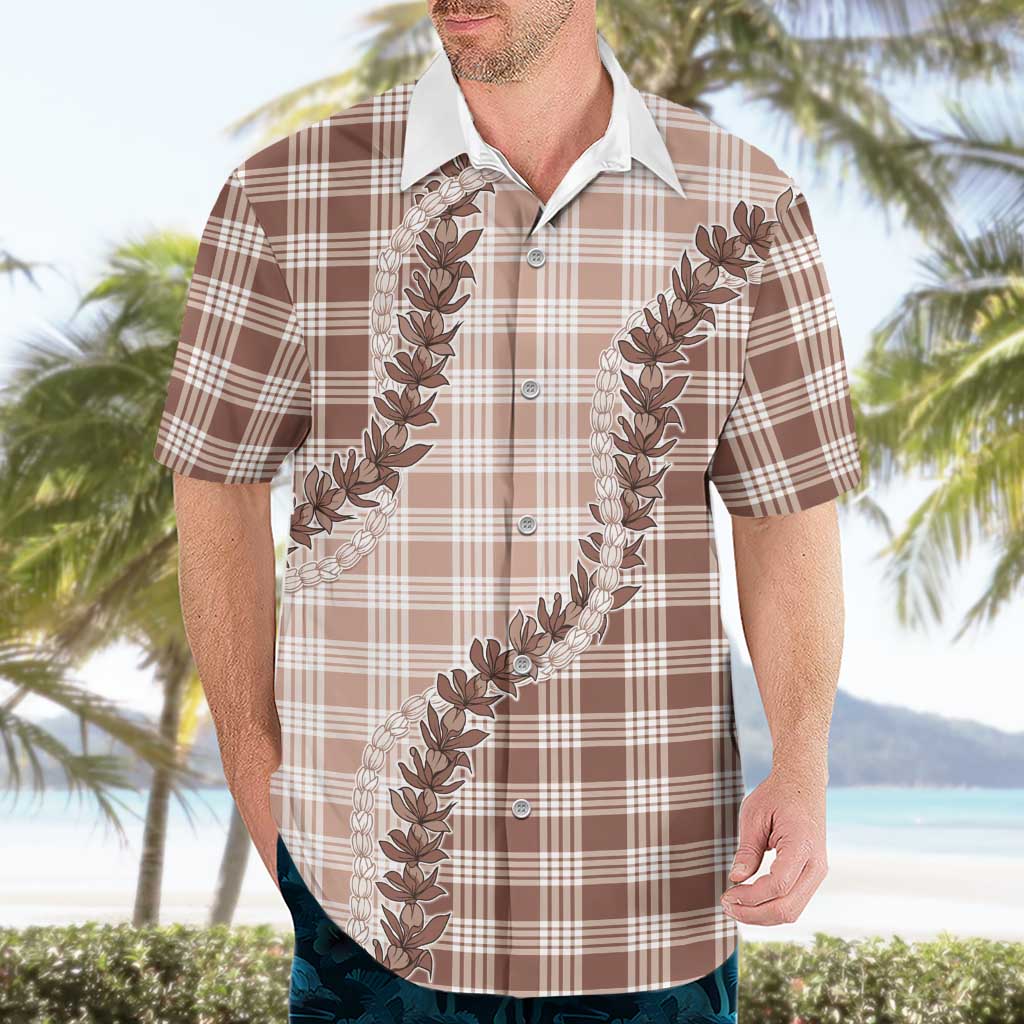 Beige Hawaii Palaka Hawaiian Shirt Hawaiian Pikake Lei LT05