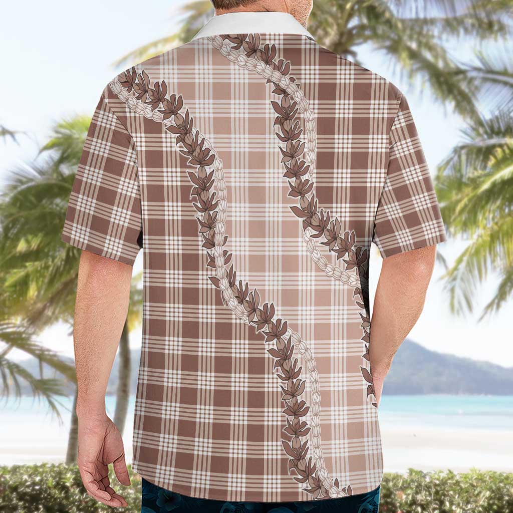 Beige Hawaii Palaka Hawaiian Shirt Hawaiian Pikake Lei LT05