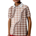 Beige Hawaii Palaka Kid Polo Shirt Hawaiian Pikake Lei LT05