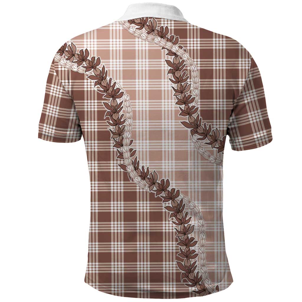 Beige Hawaii Palaka Polo Shirt Hawaiian Pikake Lei LT05