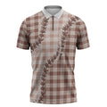 Beige Hawaii Palaka Zipper Polo Shirt Hawaiian Pikake Lei LT05